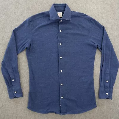 Boggi Milano Shirt Mens Medium Blue Button Up Long Sleeve Pique Tailored • $22.99