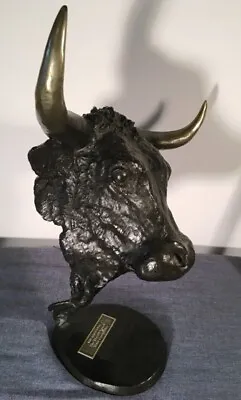 Mark Hopkins Bronze Bull Sculpture Big 16 X13  721/950 Stocks Bulls & Bears 20lb • $695