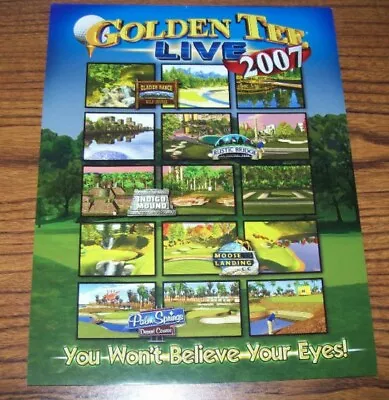 $19.55 • Buy Incredible Technologies Golden Tee Live 2007 Arcade FLYER Original Video Game 