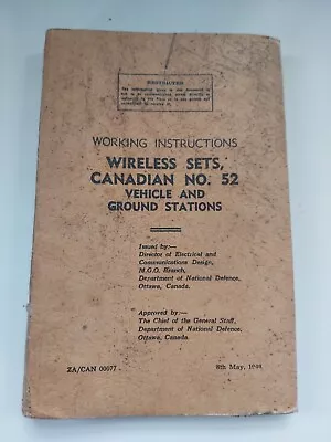 £49.99 • Buy WW2 Army Military Radio Wireless Set 52 Working Instructions ZA/CAN00077
