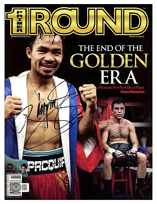 $69 • Buy Manny Pacquiao Autographed Primer Round Magazine (Smudged) Beckett QR #BH26954