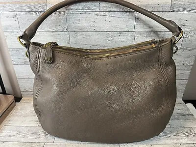 J Crew Large Pebbled Leather Biennial 3 Compartment Top Handle Hobo Bag Coffee • $34.90