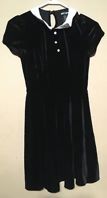 Hot Topic Wednesday Adams Dress Xs Black Velvet Collar / Wrongway052 • $26.99