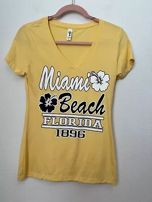 Miami Beach Flordia Ideal T Next Level Short Sleeve Tee Shirt V Neck Women's Med • $9.98