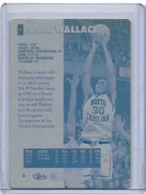 1/1 Rasheed Wallace North Carolina 1995 Classic Printing Plate 1 Of 1 Wa Bullets • $54.99