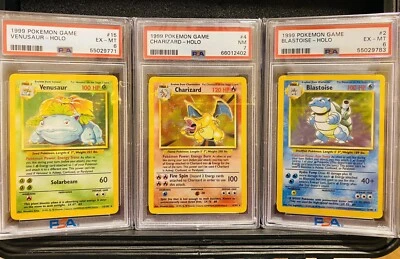 $1200 • Buy 🔥Pokemon - Charizard Blastoise Venusaur - Big 3 Base Set Unlimited-PSA 7,6,6🔥