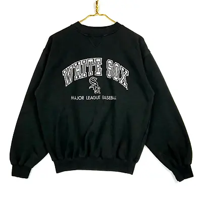 Vintage Chicago White Sox Logo Athletic Sweatshirt Crewneck Medium Mlb Black • $33.99
