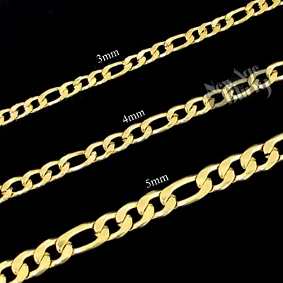 Gold Plated Stainless Steel Figaro Chain 16 - 30  Men Women Necklace 3-12mm • $8.49