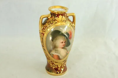 Antique Royal Vienna Style Duchess Of Devonshire Portrait Vase 100% Hand Painted • $599.99