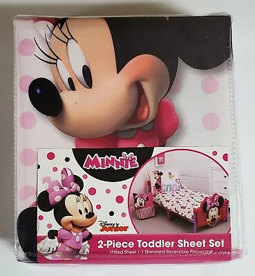 New 2 Piece Disney Junior Minnie Mouse Toddler Sheet Set.  • $15
