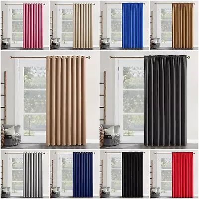 New Thick Thermal Blackout Pair Curtains Ready Made Eyelet Ring Top 8 Colours • £33.99