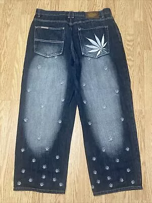 VICTORIUS URBAN COUTURE Weed Jeans 34x32 Skater Baggy Hip Hop Marijuana Leaf • $125