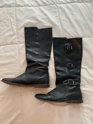 Frye Paige Tall Womens Ruding Boots Size 6.5 B Black Leather 77066 Pull On • $50