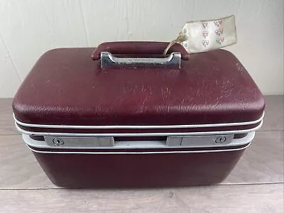 Samsonite Burgundy Hard Shell Carry On Make-up Case W Tray Tag  No Key • £37.91