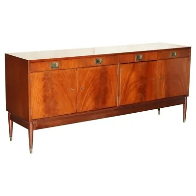 1966 Stamped Greaves & Thomas Mahogany Brass Sideboard Military Campaign Handles • $3543.55