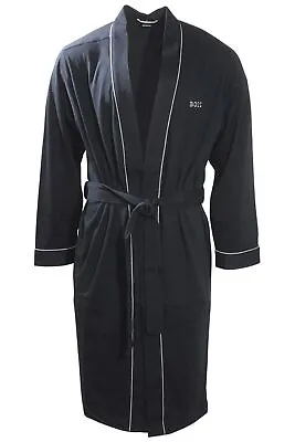 Hugo Boss Men's Kimono-BM Robe Black Cotton Logo Dressing Gown • $98
