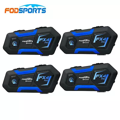 FX4 Pro Motorcycle Helmet Intercom Bluetooth Headset 1000m 4 Rider Communication • $59.99