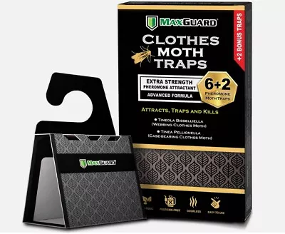 Maxguard Clothes Moth Traps (6+2 Free Traps) With Extra Strength Pheromones • $20.99