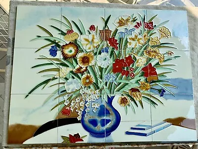 NEW OLD STOCK Hand Painted Vintage Ceramic Tile Mosaic Wall Mural Backsplash Eur • $74