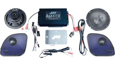 J&M Stage-5 Rokker? XXR 400w 2 Channel Amp Speaker Kit Harley Road Glide 15-20 • $1007.95
