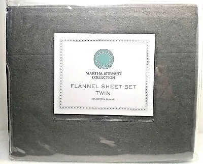 Martha Stewart Collection ~Flannel Sheet Set ~Twin ~Gray • $39.95
