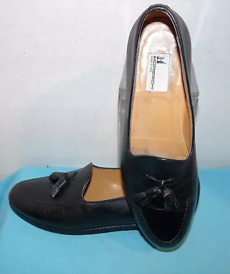 MORESCHI ~Black Leather Shoes ~Mens 9.5 M~ Slip On~Driving Tassel Loafers~ Italy • $29.99