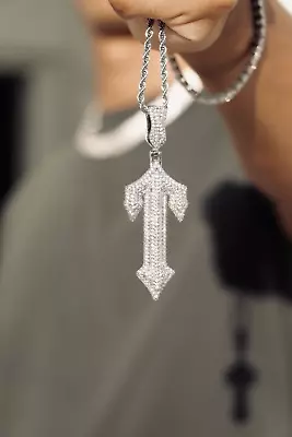 Trapstar Silver Pendant Chain Necklace Iced Diamond Jewellery Rapper Shiny • £13.99