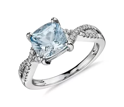 3.Ct Cushion Cut Blue Aquamarine Diamond Vintage Engagement Ring 14k Gold Finish • $130.34