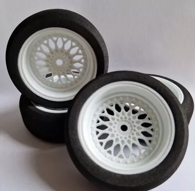 1/10 12mm Hex Racing Foam Tires & Wheel Set For RC Touring Car White • £18.99