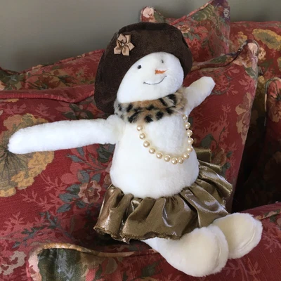 $44.20 • Buy 2012 Woof Poof Girl Snowman Woman Brown Hat Tutu 15  Pearls Faux Fur Snowwoman