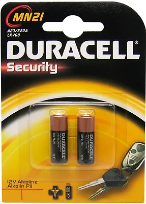 2 Packs Of 2 Duracell MN21 Batteries - - - A23 / K23A Lrv08 . Alkaline Ms21 Vr22 • £9.20