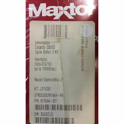 STM302003N1AAA-RK - Maxtor 200GB 7200 RPM IDE 3.5  HDD New Retail Kit • $98