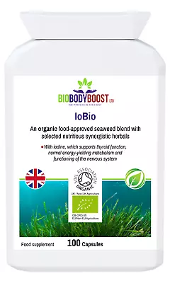 IoBio-ORGANIC Seaweed Blend-Seagreens-Iodine-Special Herbs-Alkalising-100 Vegan • £21.99