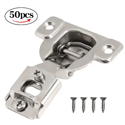50 Pack 3 Way Adjust 1/2  Overlay Concealed Cabinet Compact Door Hinge W/ Screws • $32.22