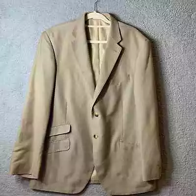Geoffrey Beene Blazer Mens 44R Tan Cream Suit Jacket Sport Jacket  • $26.97