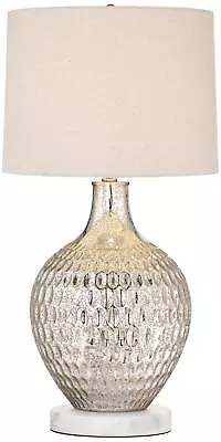 Waylon Modern Table Lamp With White Marble Riser 28  Tall Mercury Glass Bedroom • $169.98