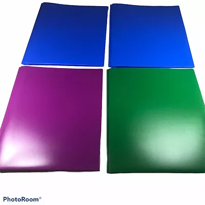 Lot Of 4 Pen And Gear Plastic 2 Pocket 3 Prong Folders 2 Blue 1 Purple 1 Green • $10.08