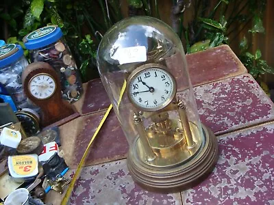 Vintage Old  Gustav Backer  400 Day Torsion Anniversary Glass Dome  Mantle Clock • £50