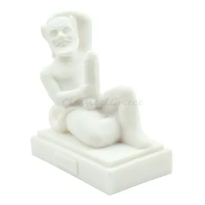 Statue Greek Mythology Satyr Alabaster White 4.4  - 11cm Cast Marble Faun Pan • £37.83