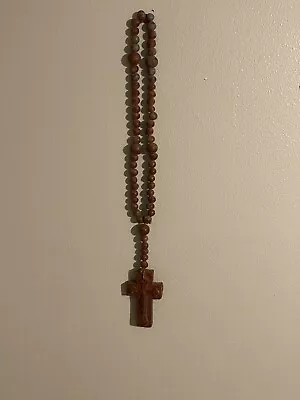 Old Rosary Crucifix - Handmade Mexican Stoneware Clay - 31”- Rustic Primitive • $27