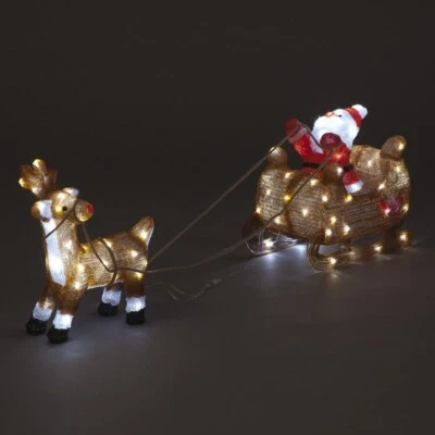 LED Santa On Sleigh With Reindeer Outdoor And Indoor Use • £85