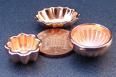 3 Metal Jelly Moulds Tumdee Dolls House Miniature 1:12 Scale Kitchen Accessory • $3.72