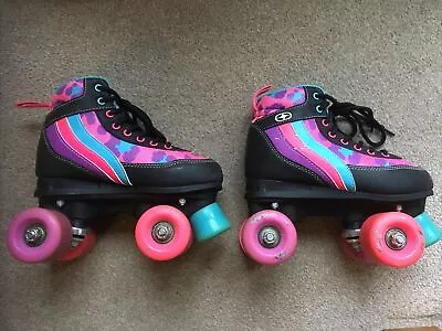 Child’s/Children’s Size 13 ‘Black/Rainbow’ No Fear Retro Quad Roller Skates • £30