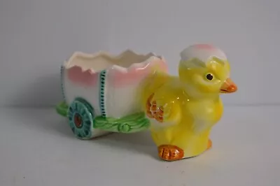 Vintage Duckling Planter Duck & Egg Cart Hand Painted Ceramic Japan MCM • $75