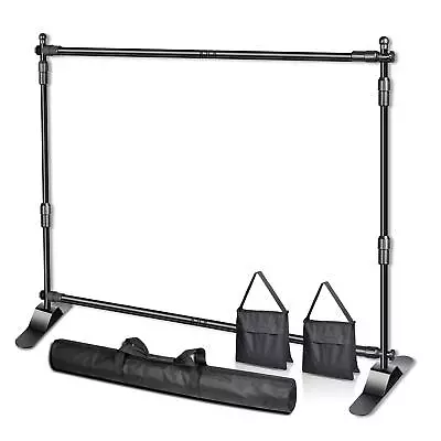 8 X 8 Ft Adjustable Telescopic Tube Backdrop Banner Stand Heavy Duty Step An... • $127.31