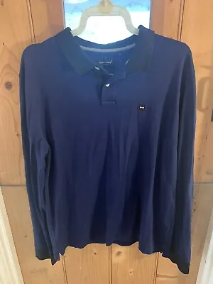 Eden Park Paris Mens XL Navy Blue Polo Shirt Long Sleeved Cotton • £19.99