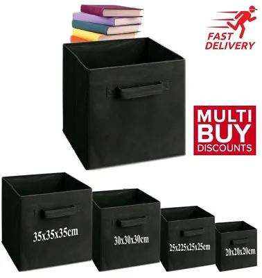 Black Foldable Storage Collapsible Folding Box Home Clothes Organizer Fabric Cub • £34.99