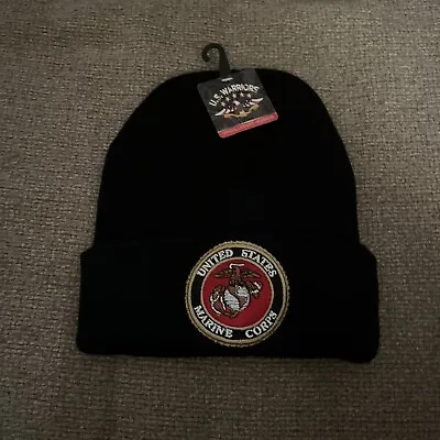 Marine Corps  Military Embroidered Black Beanie Skull Watch Hat Cap  Nwt • $25