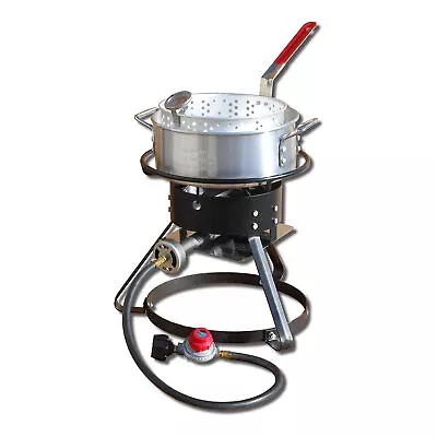 Metal-Fusion Import Outdoor Fish Fryer With 10 Quart Aluminum Fry Pan And Burner • $52.49