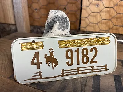 Vintage Wheaties Cereal Miniature Bike Metal State License Plate ~ Wyoming • $8.99